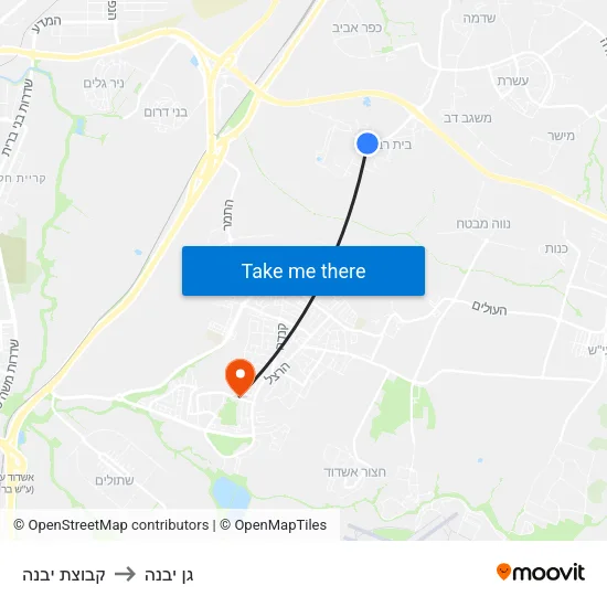 קבוצת יבנה to גן יבנה map