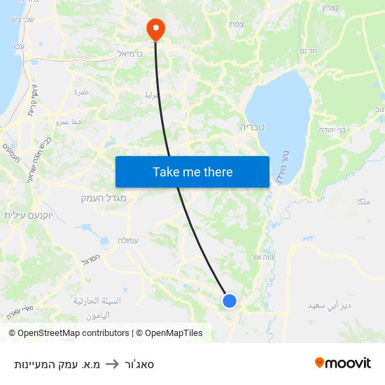 מ.א. עמק המעיינות to סאג'ור map