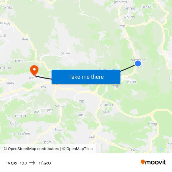 כפר שמאי to סאג'ור map