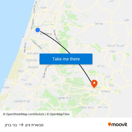 בני ברק to מבשרת ציון map