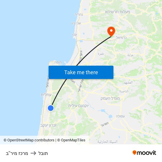 מרכז מיר''ב to תובל map