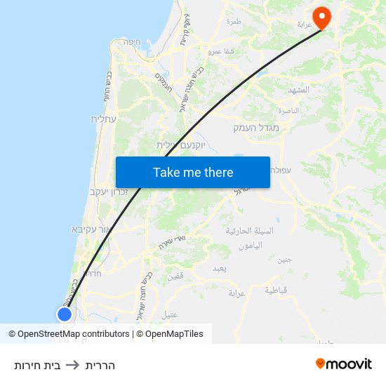 בית חירות to הררית map