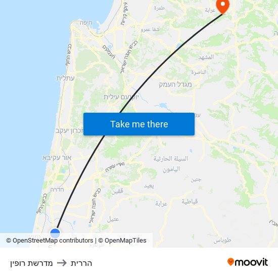 מדרשת רופין to הררית map