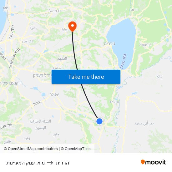 מ.א. עמק המעיינות to הררית map