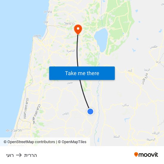 רועי to הררית map