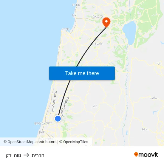 נווה ירק to הררית map