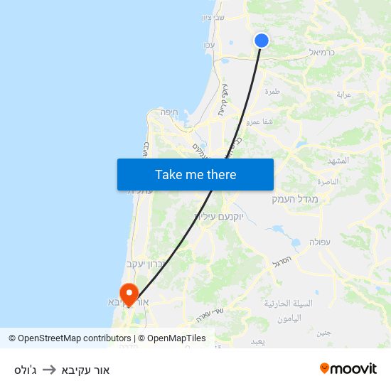 ג'ולס to אור עקיבא map