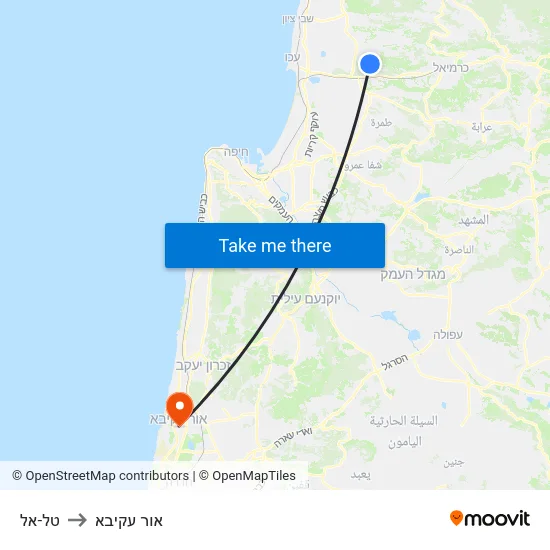 טל-אל to אור עקיבא map
