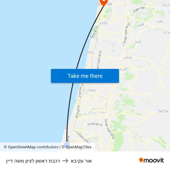 רכבת ראשון לציון משה דיין to אור עקיבא map