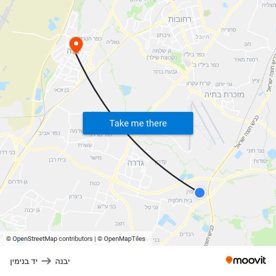 יד בנימין to יבנה map