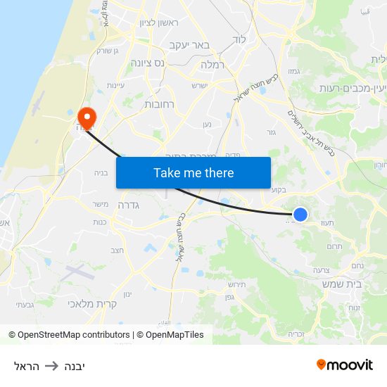 הראל to יבנה map