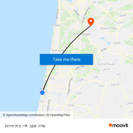 בית חירות to שדה יעקב map