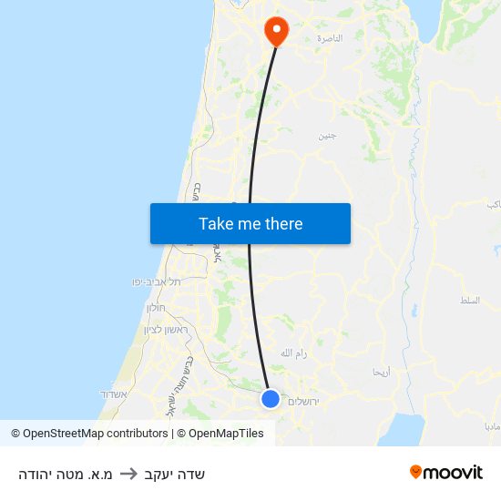 מ.א. מטה יהודה to שדה יעקב map