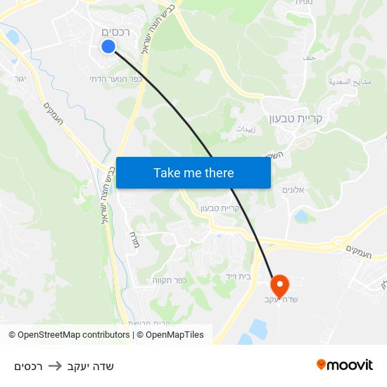 רכסים to שדה יעקב map