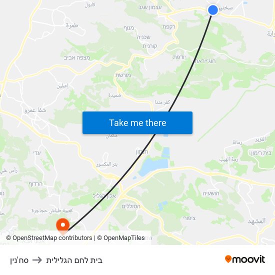 סח'נין to בית לחם הגלילית map