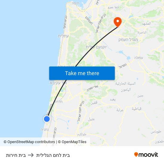 בית חירות to בית לחם הגלילית map