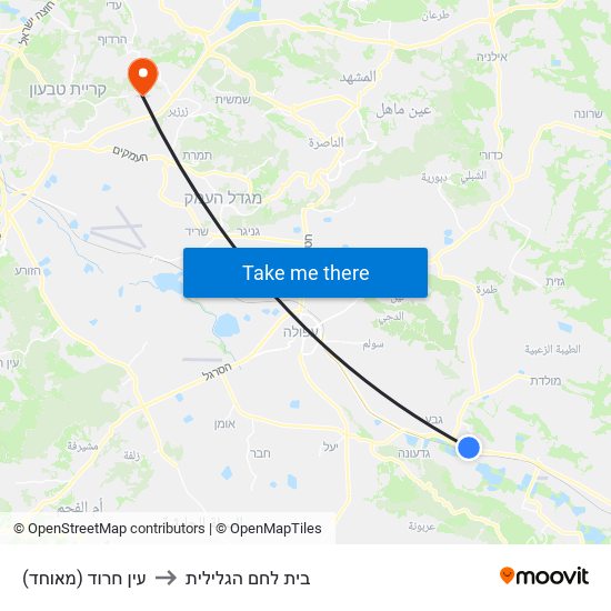 עין חרוד (מאוחד) to בית לחם הגלילית map