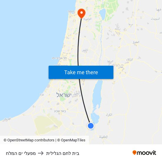 מפעלי ים המלח to בית לחם הגלילית map