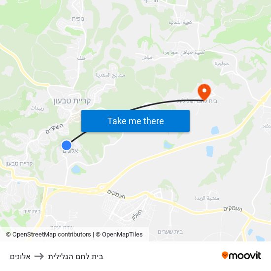 אלונים to בית לחם הגלילית map