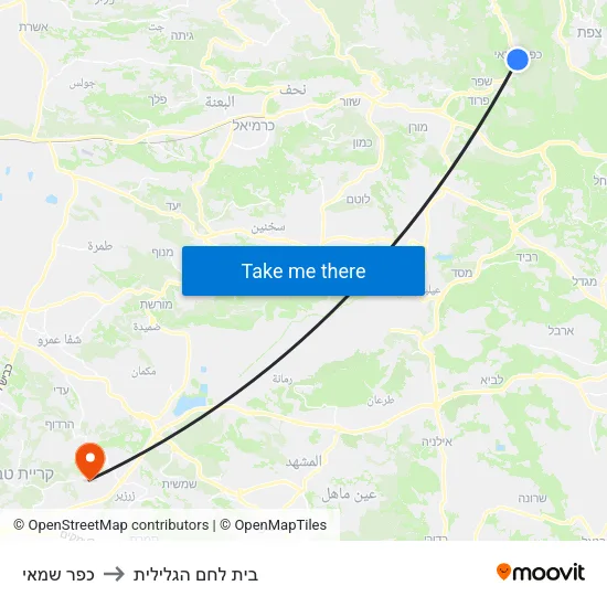 כפר שמאי to בית לחם הגלילית map