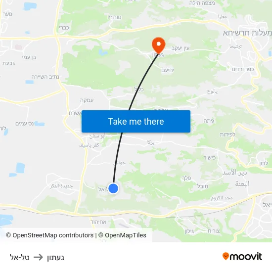 טל-אל to געתון map
