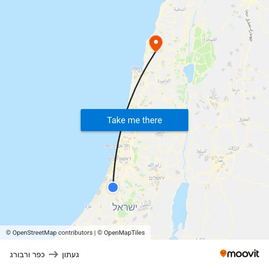 כפר ורבורג to געתון map