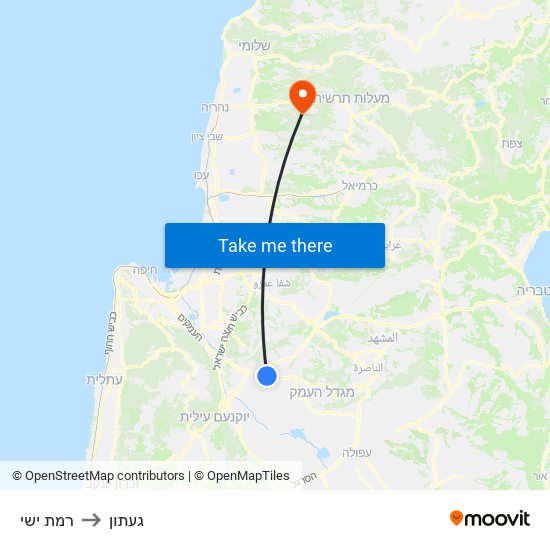 רמת ישי to געתון map