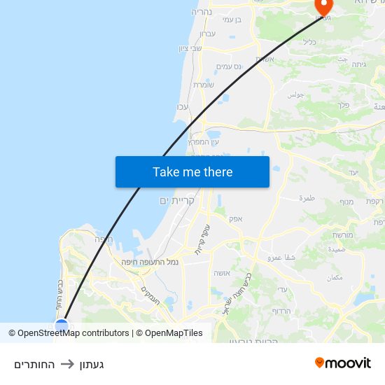 החותרים to געתון map