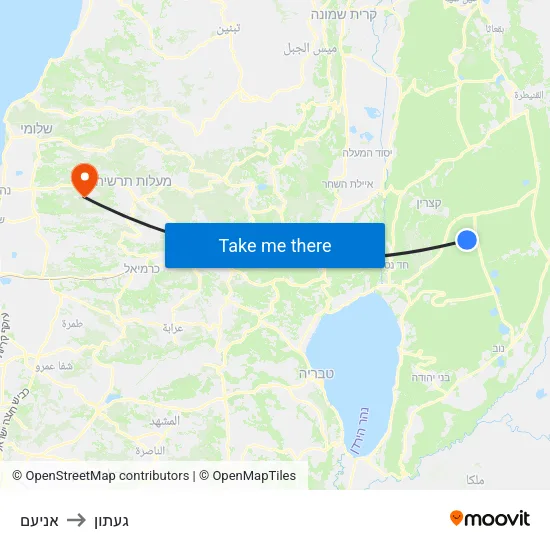 אניעם to געתון map