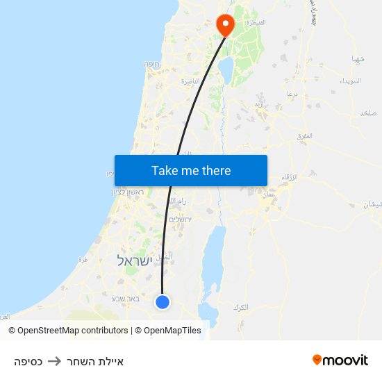 כסיפה to איילת השחר map