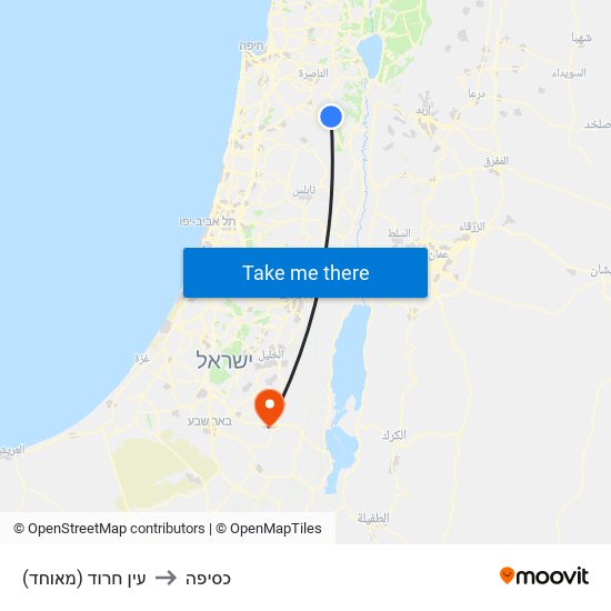 עין חרוד (מאוחד) to כסיפה map