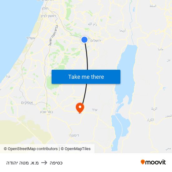 מ.א. מטה יהודה to כסיפה map