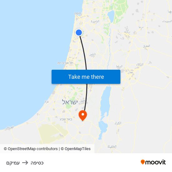 עמיקם to כסיפה map