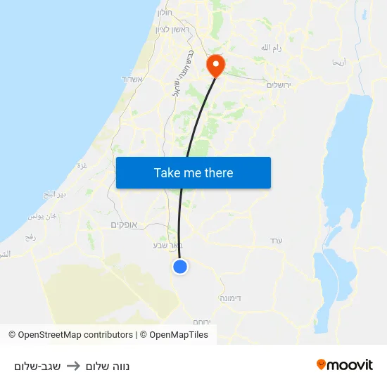 שגב-שלום to נווה שלום map