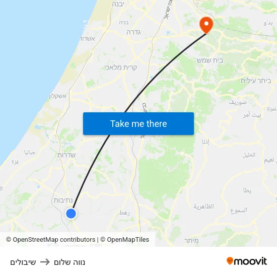שיבולים to נווה שלום map