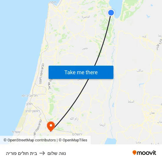 בית חולים פוריה to נווה שלום map