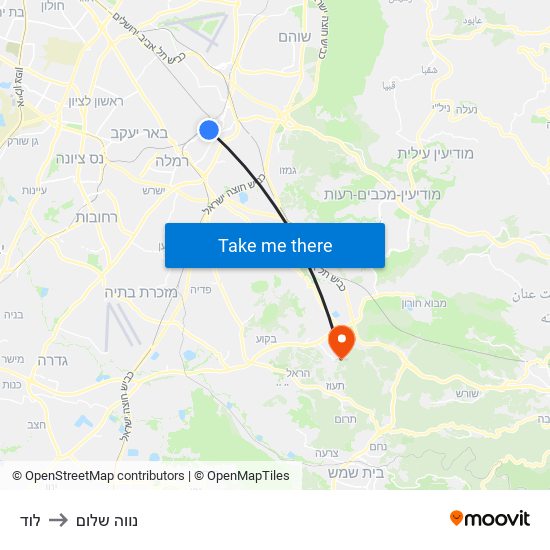 לוד to נווה שלום map
