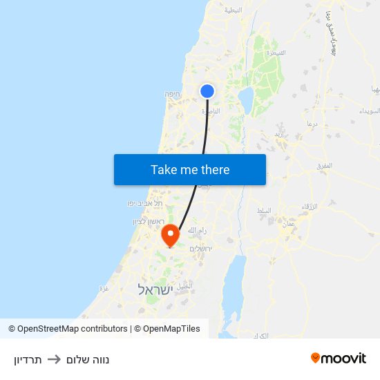 תרדיון to נווה שלום map