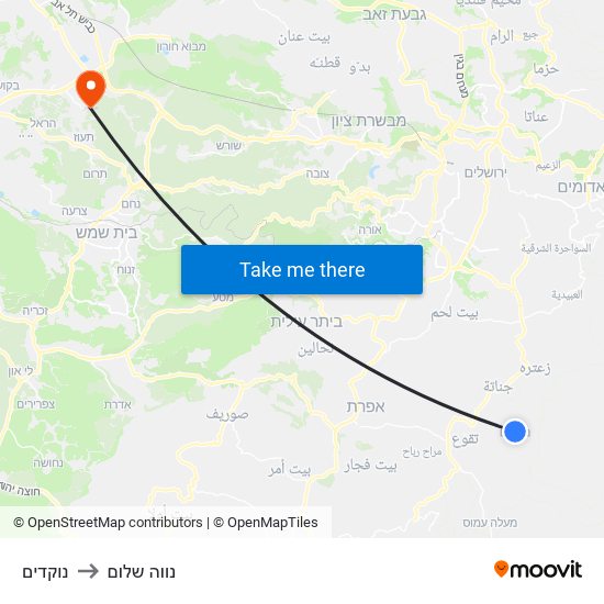 נוקדים to נווה שלום map