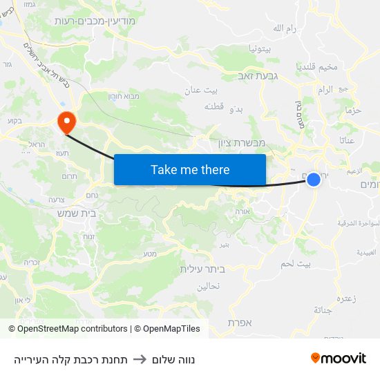 תחנת רכבת קלה העירייה to נווה שלום map