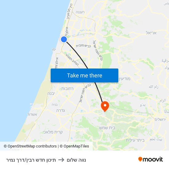 תיכון חדש רבין/דרך נמיר to נווה שלום map