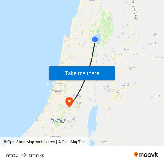 טבריה to נס הרים map