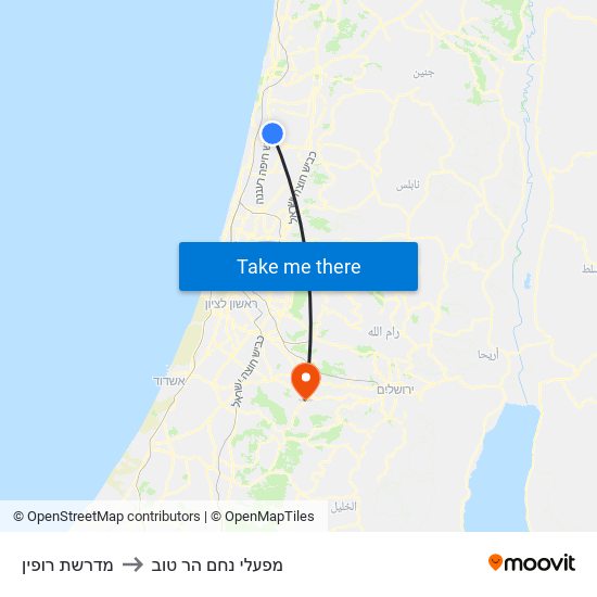 מדרשת רופין to מפעלי נחם הר טוב map