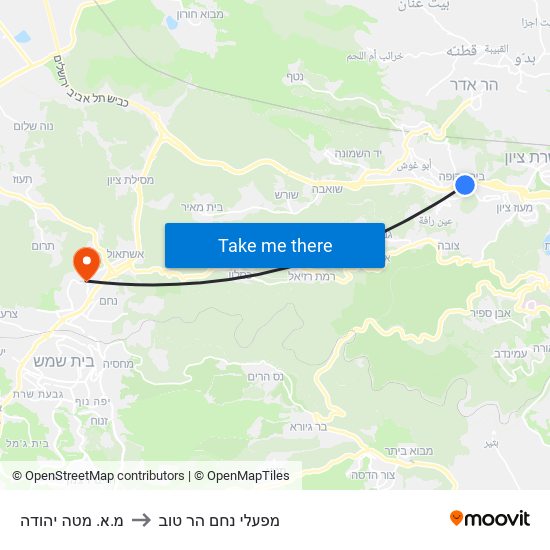 מ.א. מטה יהודה to מפעלי נחם הר טוב map