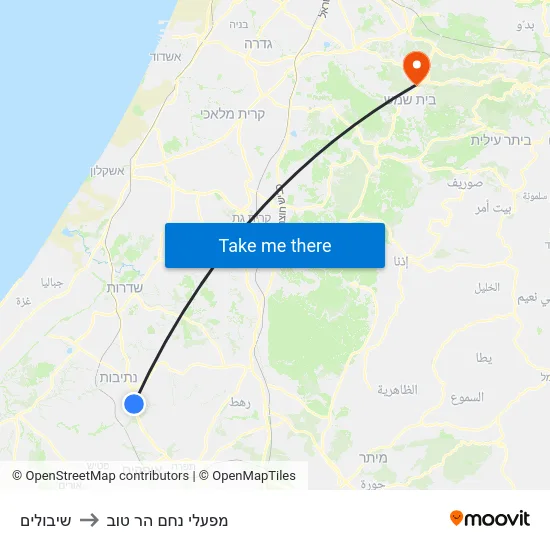 שיבולים to מפעלי נחם הר טוב map