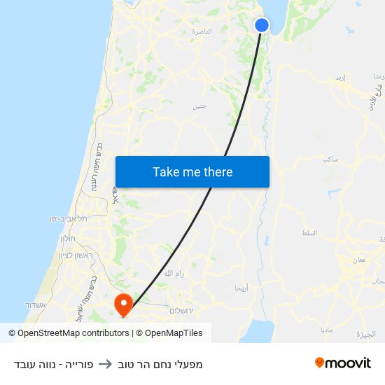 פורייה - נווה עובד to מפעלי נחם הר טוב map