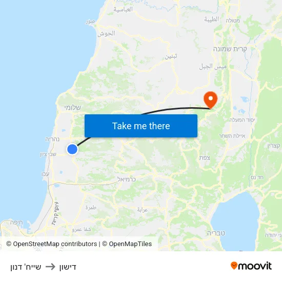 שייח' דנון to דישון map