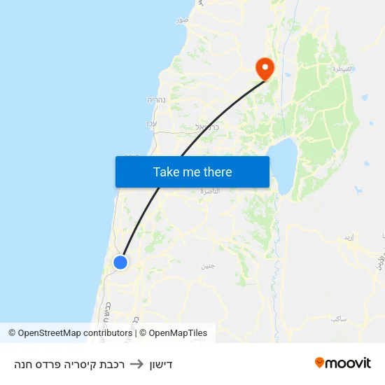 רכבת קיסריה פרדס חנה to דישון map
