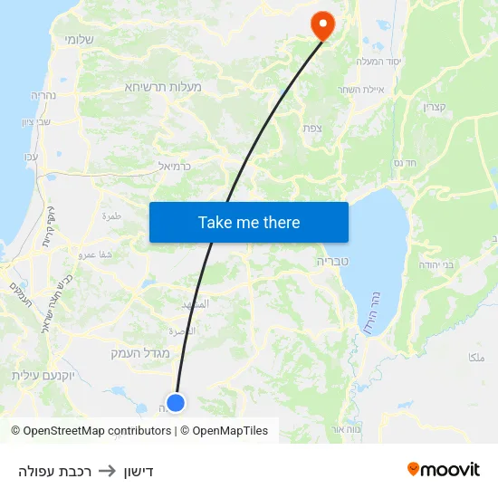 רכבת עפולה to דישון map