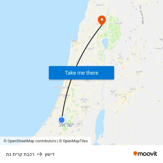 רכבת קרית גת to דישון map